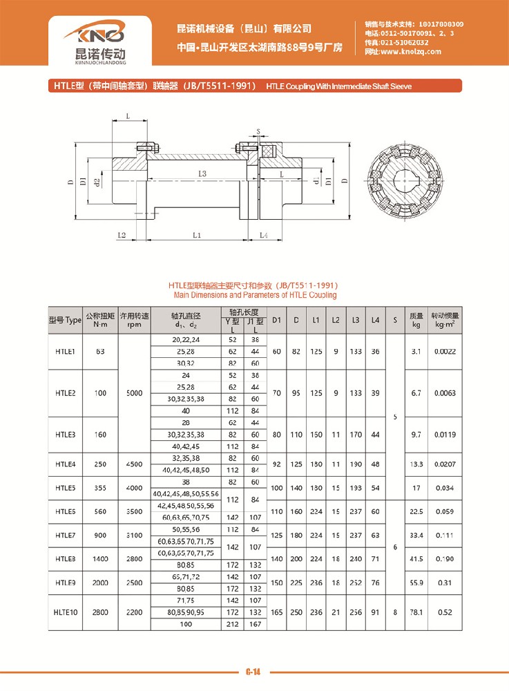 HTLE型（帶中間軸套型）聯軸器